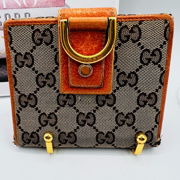Gucci Brown and Gold Monogram Wallet - Picture 3 of 12
